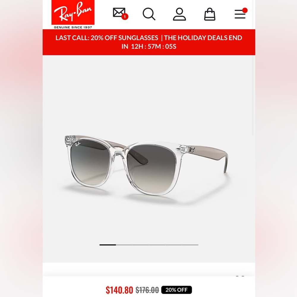 RB4379D Ray-Ban Transparent and Gray Gradient Sunglasses